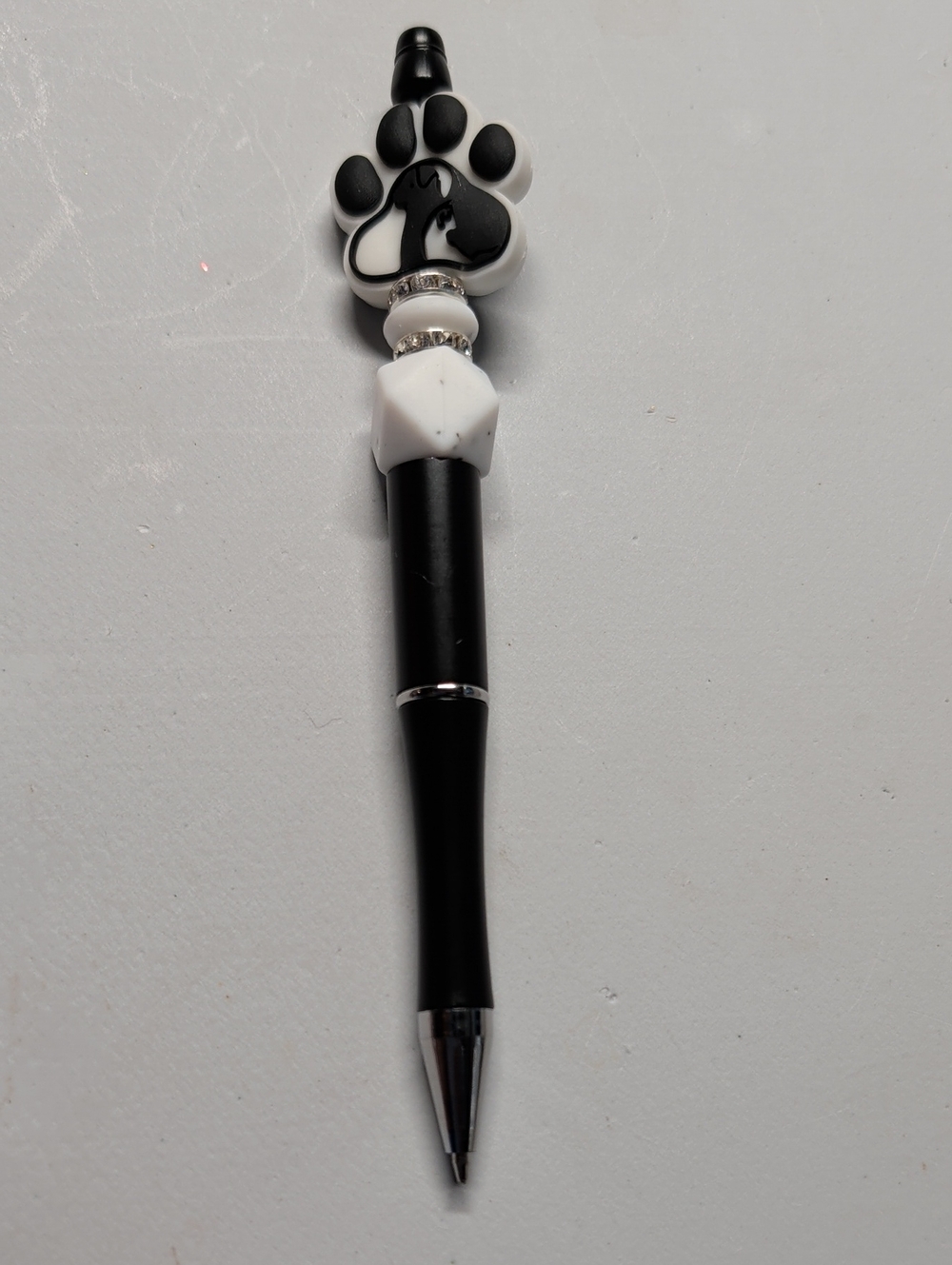 Hand Crafted Black and White Paw Print Decorative Ballpoint Pen
